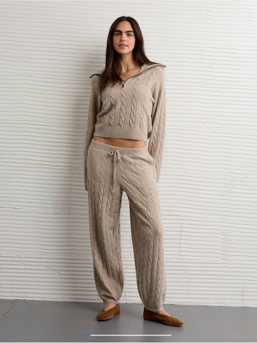 American Eagle Outfitters Beige Cable Knit Drawstring Pants - Picture 5 of 15